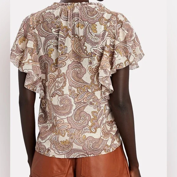 Intermix Carolina Paisley Silk Chiffon Top size S - Picture 3 of 16